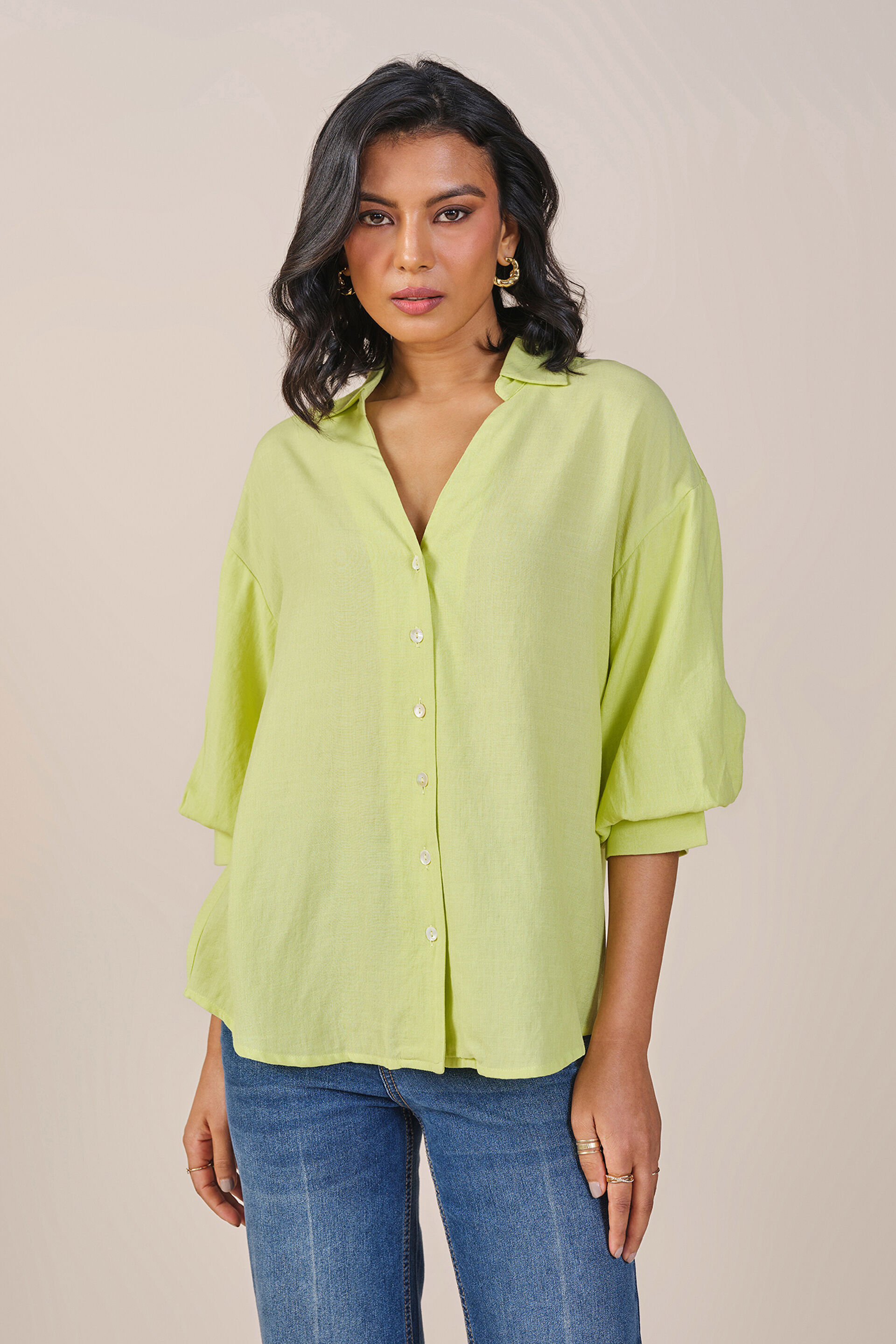 Louisa Shirt, Lime Green, image 1