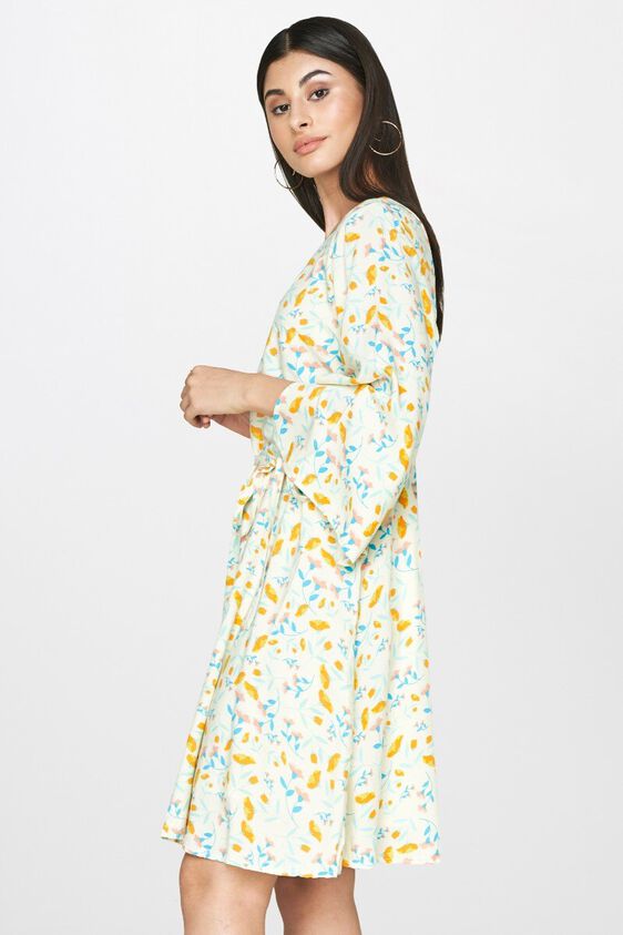 3 - Light Yellow Floral Fit and Flare Dress, image 3