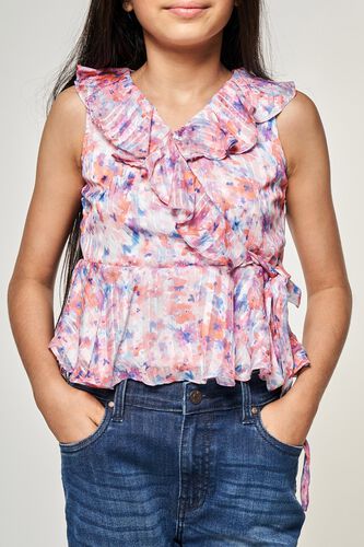 1 - Multi Color Floral Printed Peplum Top, image 1