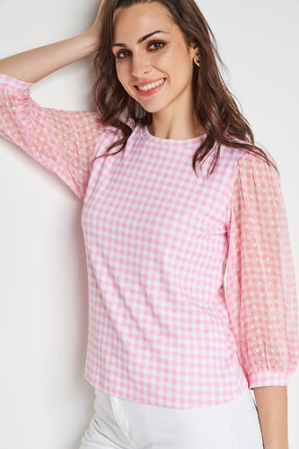 Self Design Straight Top, Pink, image 1
