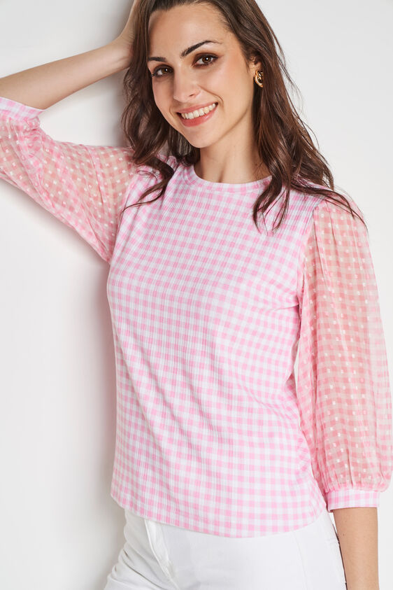 Self Design Straight Top, Pink, image 1