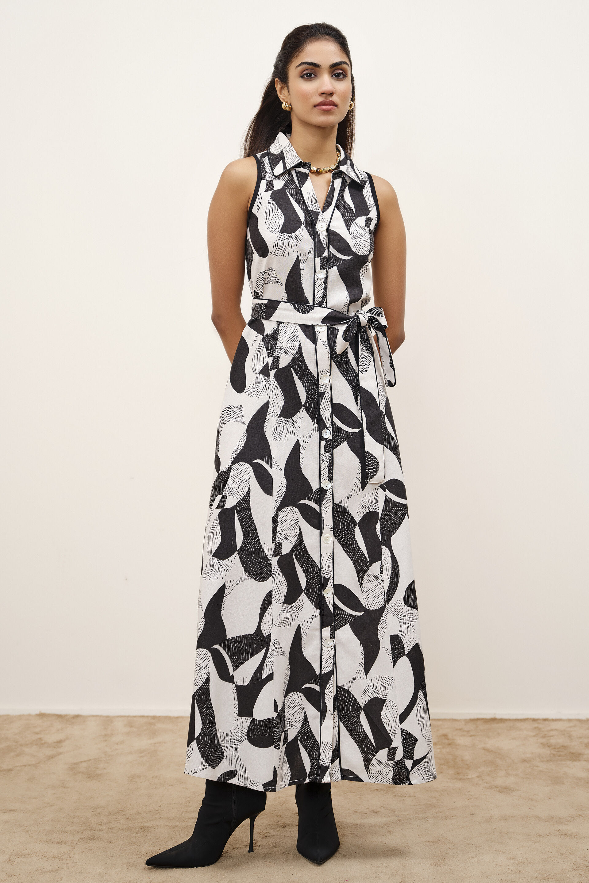 Naima Black & White Dress, Black, image 1