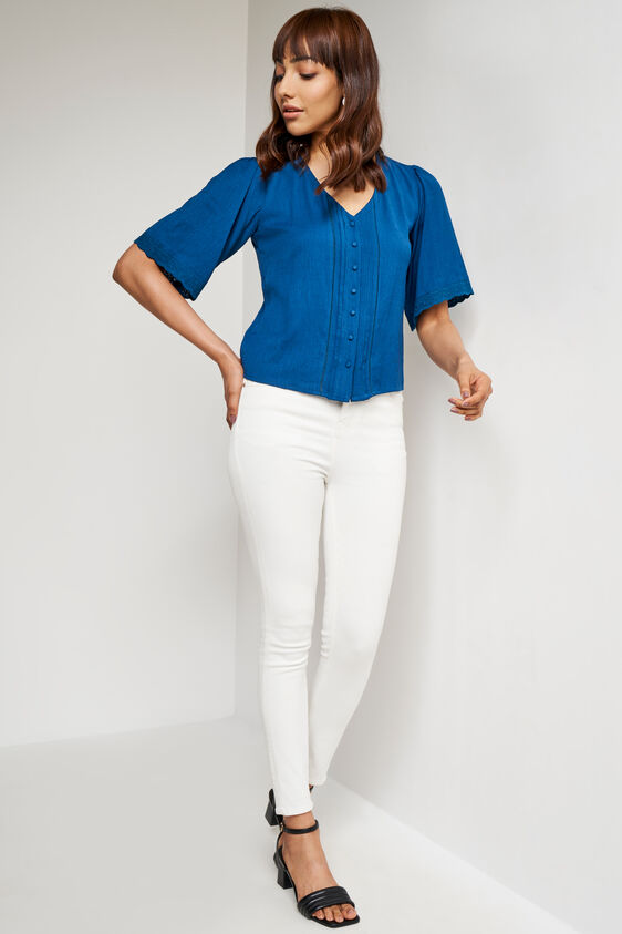 Teal Solid Curved Top, Teal, image 3
