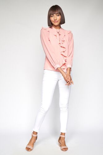 3 - Light Pink Solid Ruffled Top, image 3