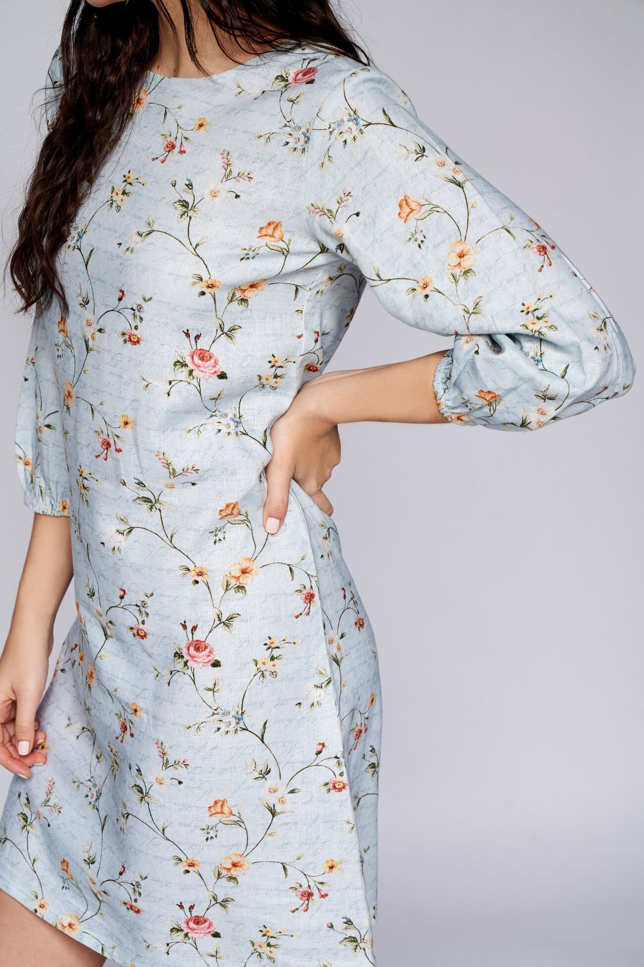 6 - Powder Blue Floral Straight Dress, image 6