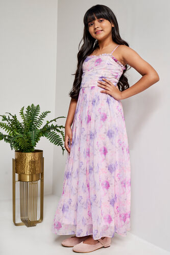 Purple And Red Floral Flared Gown, Purple, image 1
