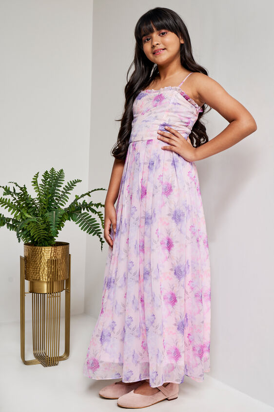 Purple And Red Floral Flared Gown, Purple, image 1