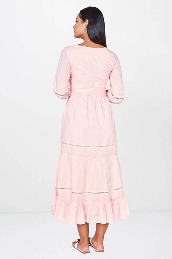 2 - Peach Stripes Fit and Flare Maxi Dress, image 2