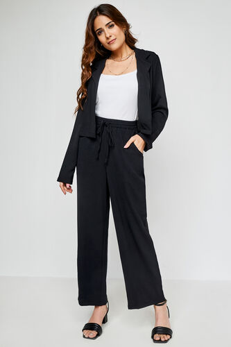 Black Solid Straight Jacket, Black, image 3