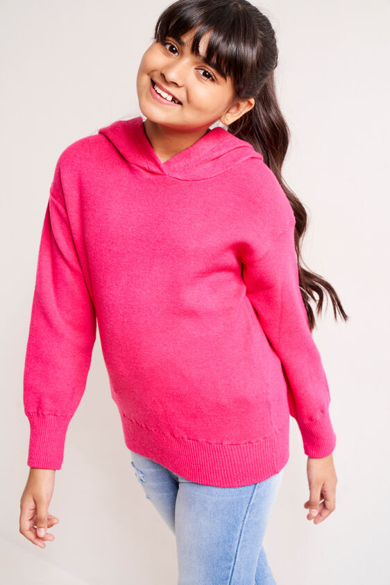 Hot Pink Solid Straight Sweatshirt, Hot Pink, image 4