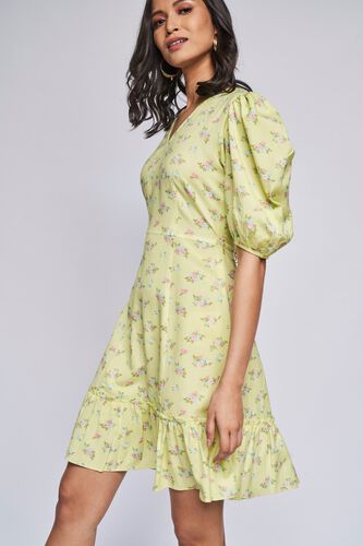Lime Green Floral Flounce Dress, , image 3