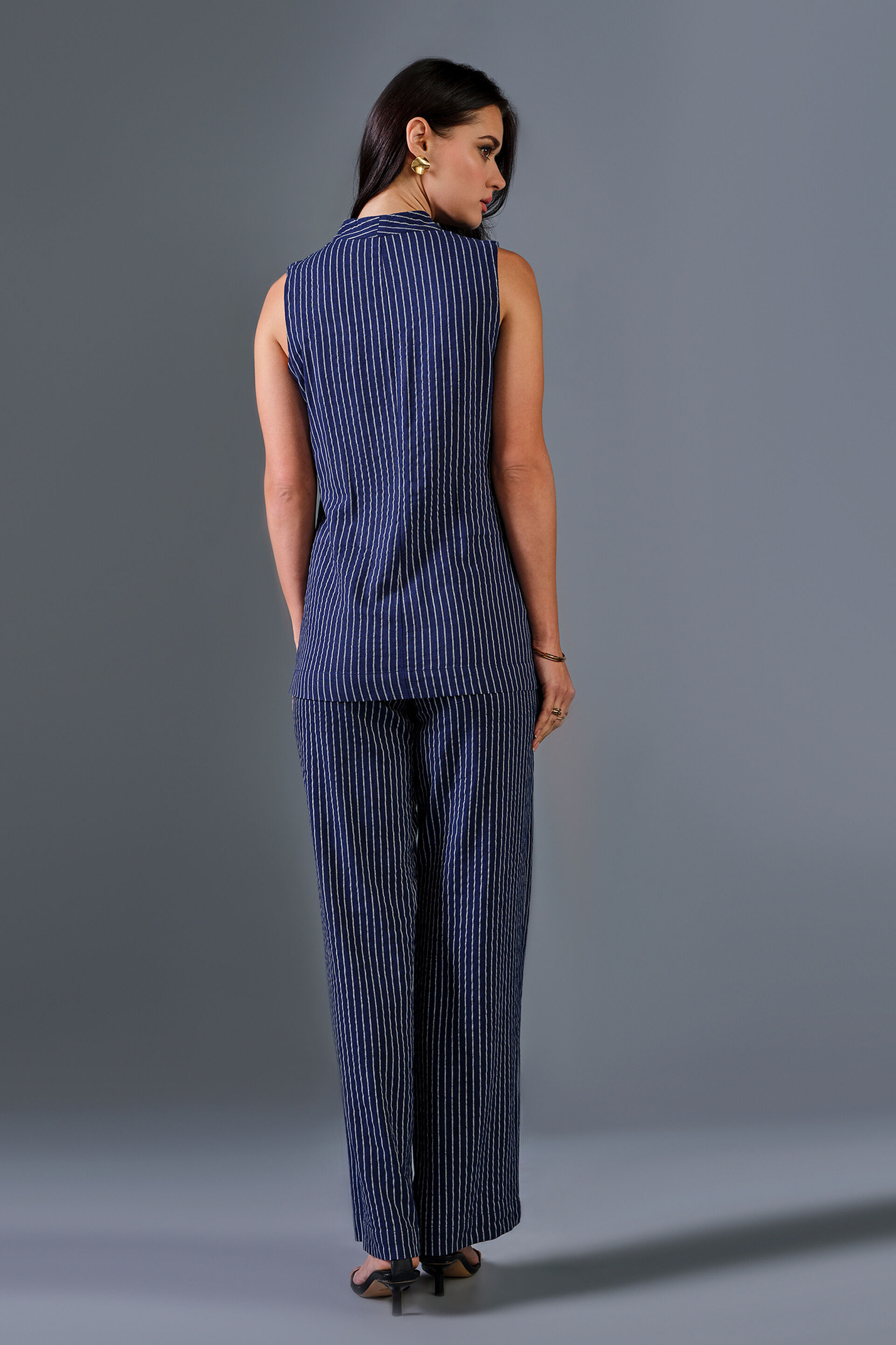 Aristo Linen Blend Co-ord Set, Blue, image 4