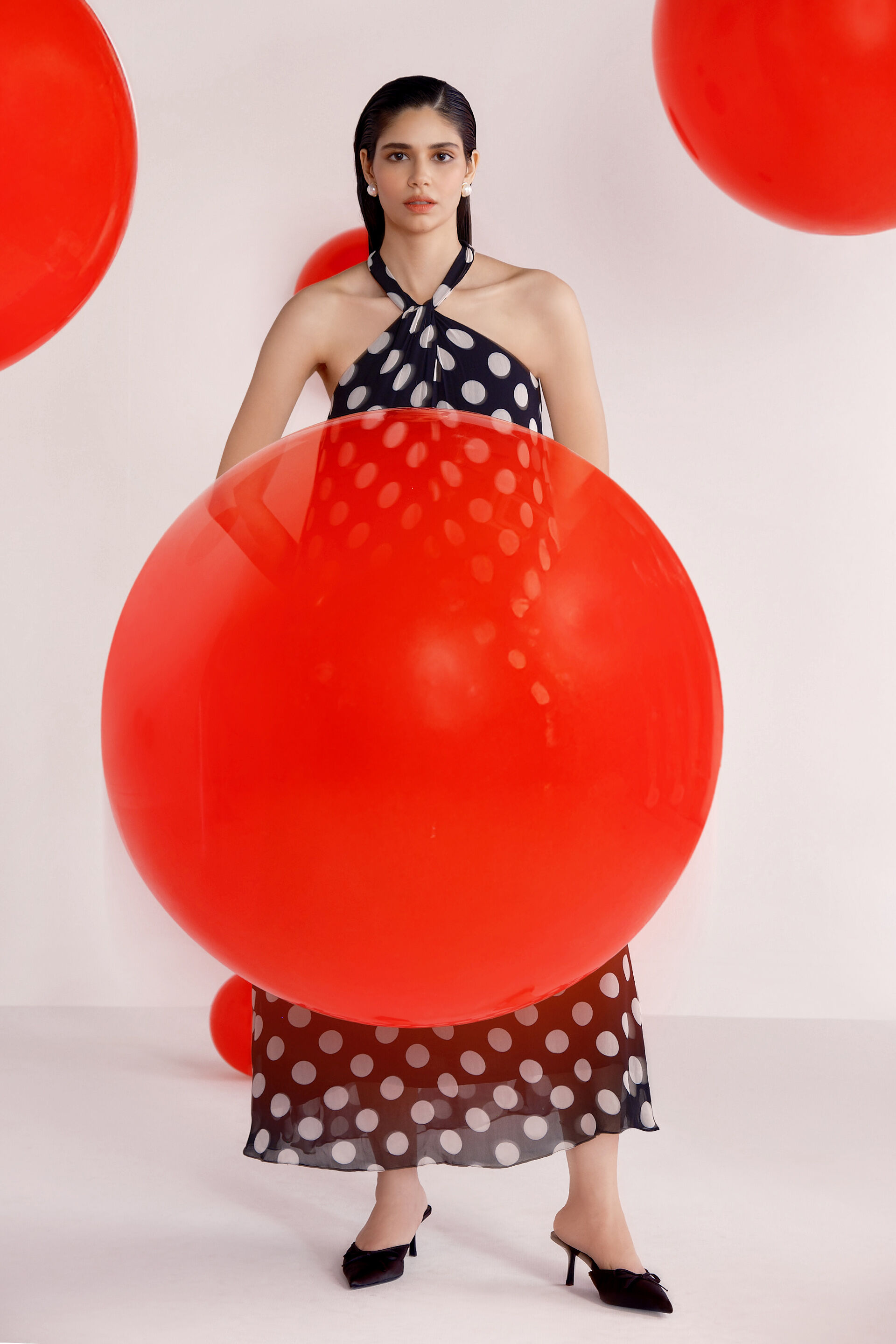 Polka Party Dress, Black, image 4