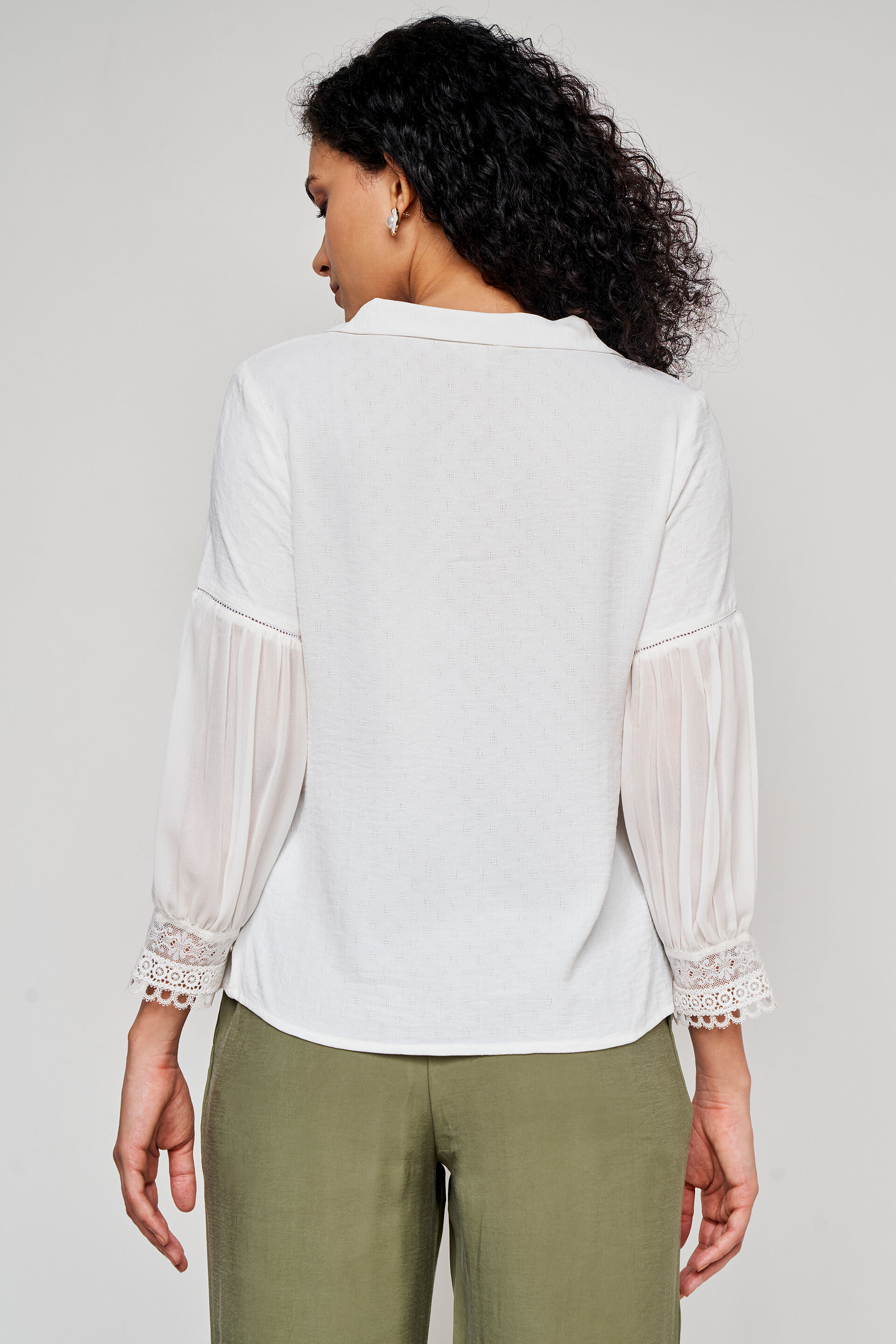 White Self Design Straight Top, White, image 5