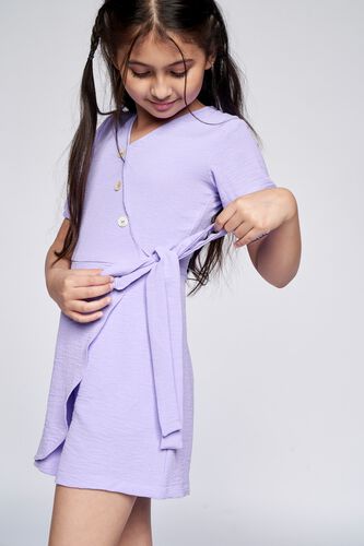 1 - Lilac Solid Flared Dress, image 1