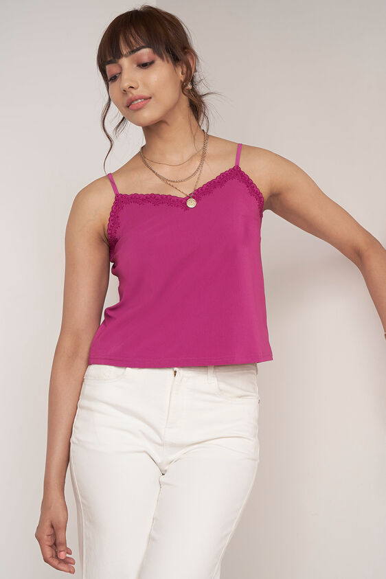 Pink Solid Straight Top, Pink, image 3