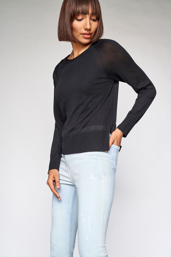 5 - Black Self Design A-Line Top, image 5