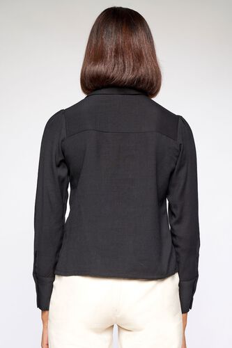 5 - Black Solid Shirt Style Top, image 5