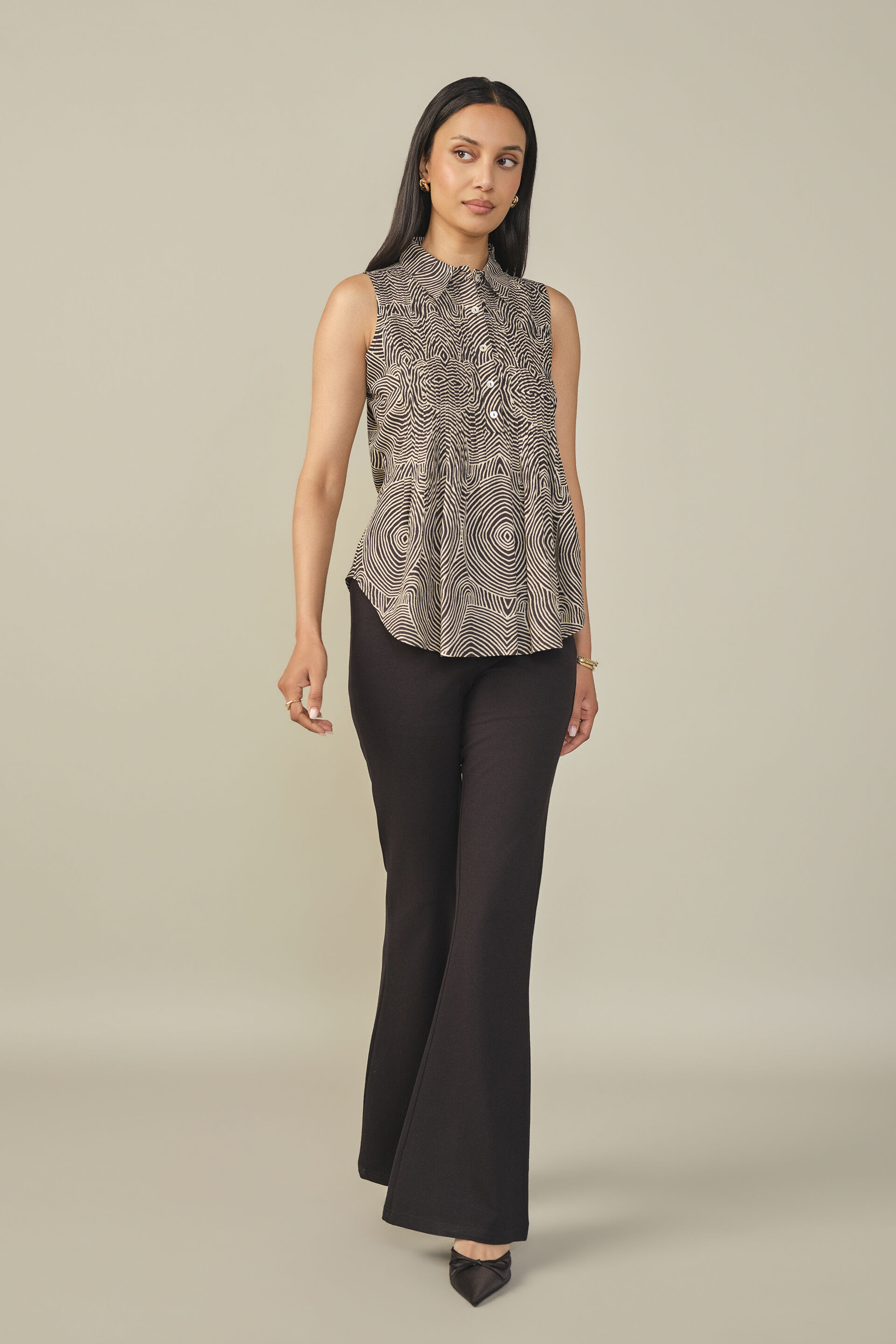 Abstract Printed Top in White, White, image 5