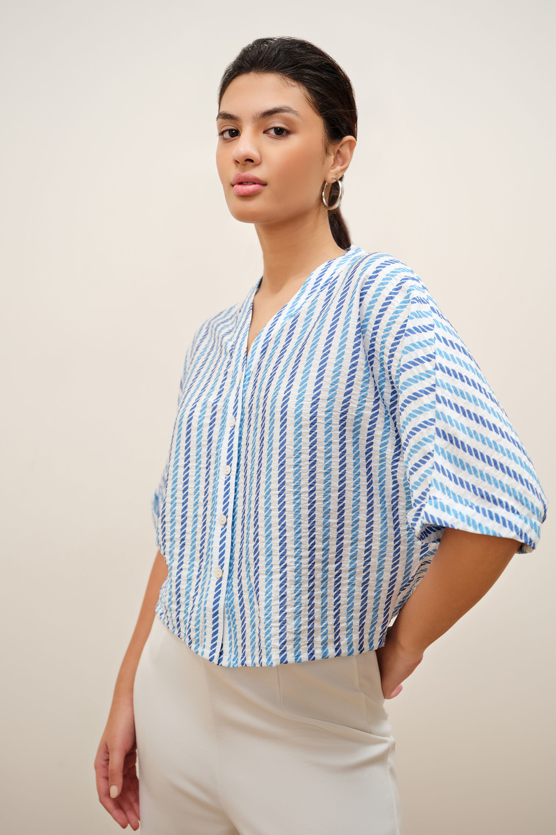 Rivelle Blue Stripes Top, Blue, image 4