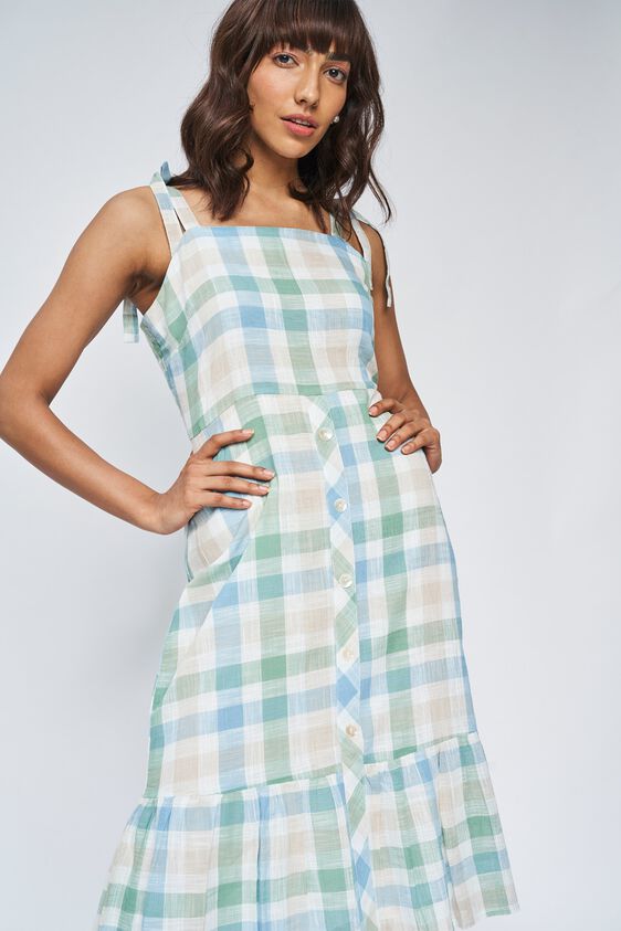 1 - Multi Color Self Design Fit And Flare Dress, image 1