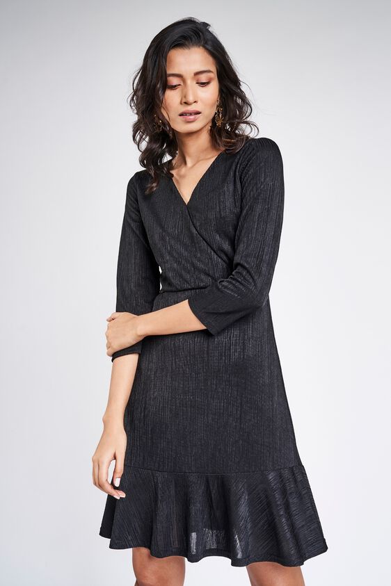 6 - Black Solid Fit And Flare Dress, image 6