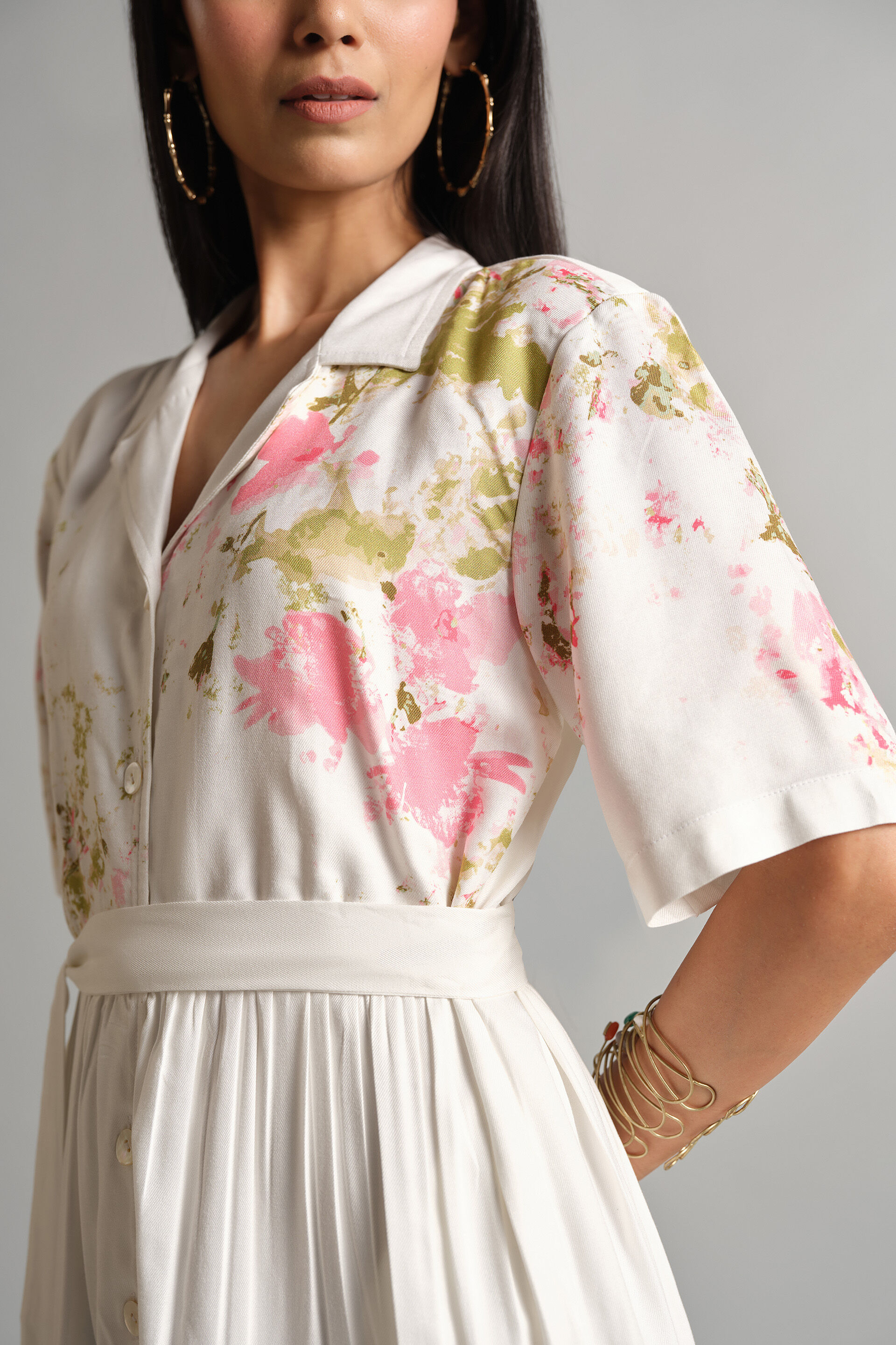 Floral Trellis Dress, White, image 6