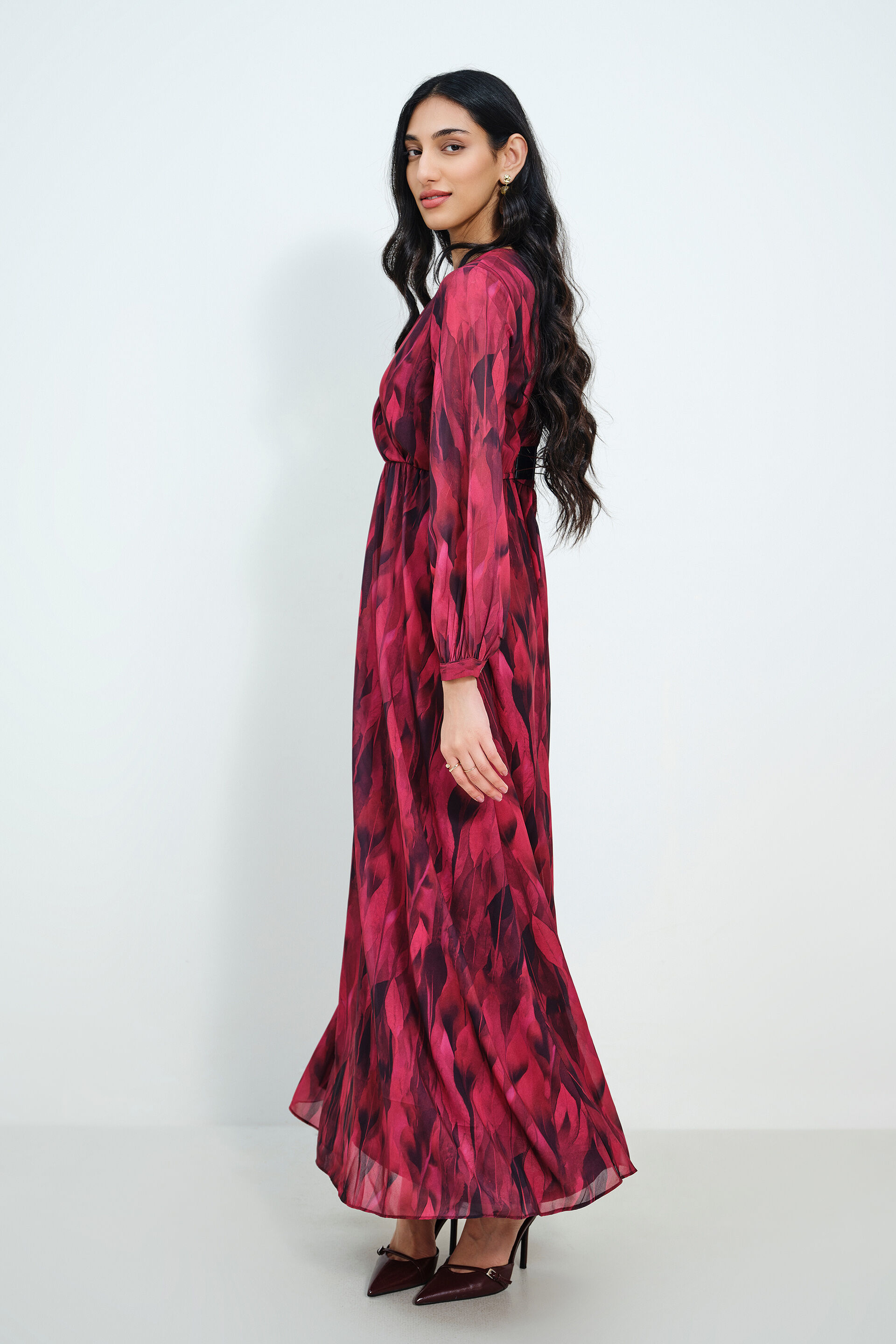 Maroon Mirage Dress, Maroon, image 4