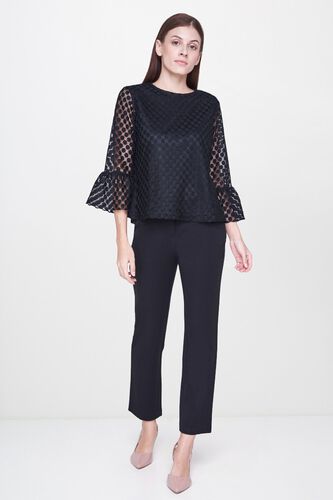 4 - Black Round Neck A-Line Bell Top, image 4