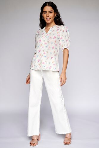2 - White Floral Shirt Style Top, image 3