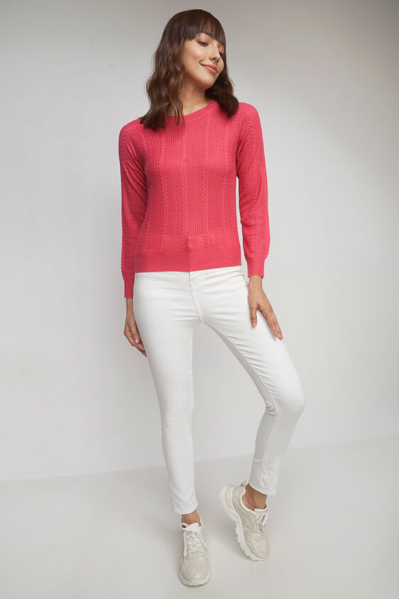 Pink Solid Straight Top, Pink, image 3