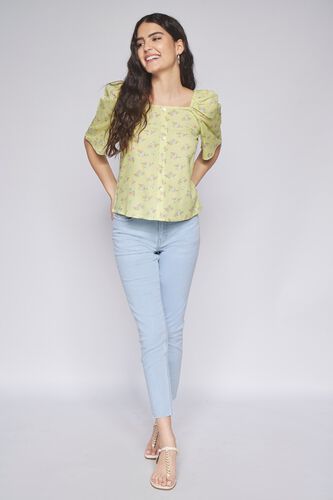 3 - Lime Green Floral Straight Top, image 3