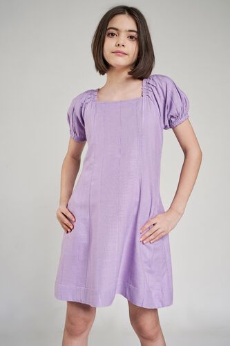3 - Lilac Self Design Fit And Flare Dress, image 3