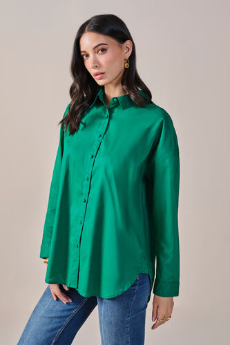 Sensational Solid Cotton Shirt, Green, image 4