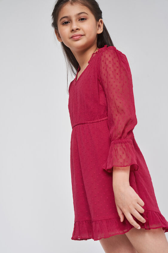 Solid Flared Dress, Red, image 7