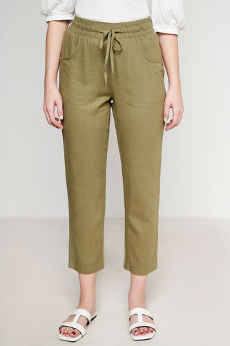 Black Linen Trouser, Olive, image 1
