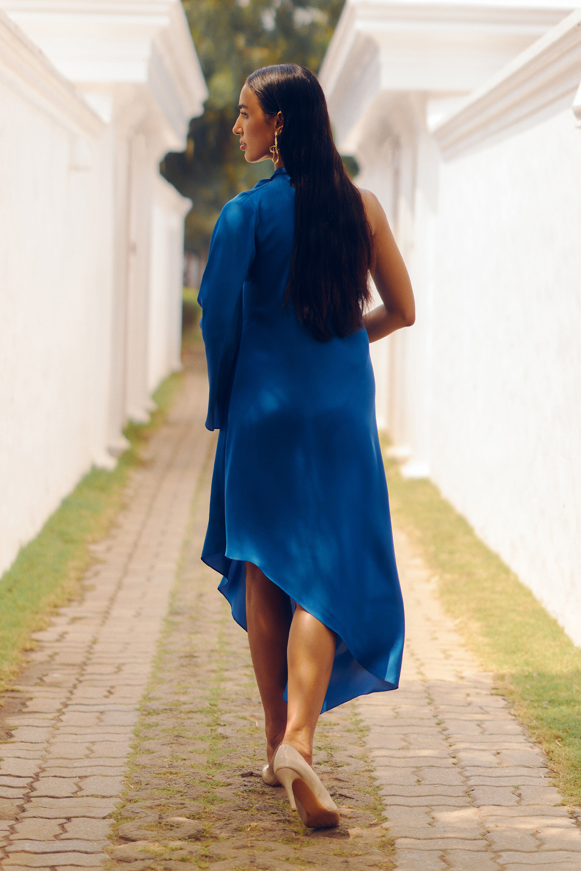 Nomada Asymmetrical Dress, Dark Blue, image 4