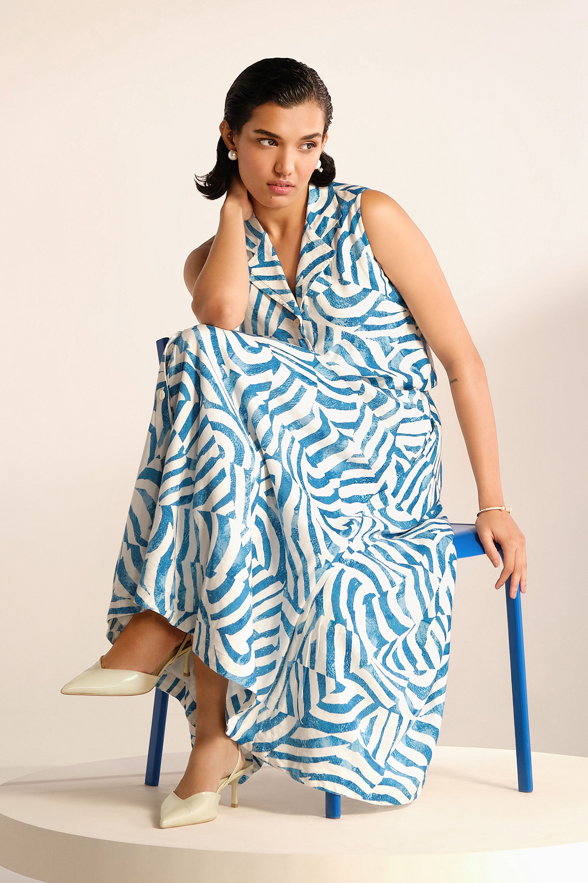 Sea Wave Skirt Set, Blue, image 2
