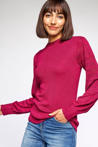 4 - Wine Self Design Sweater Top, image 4
