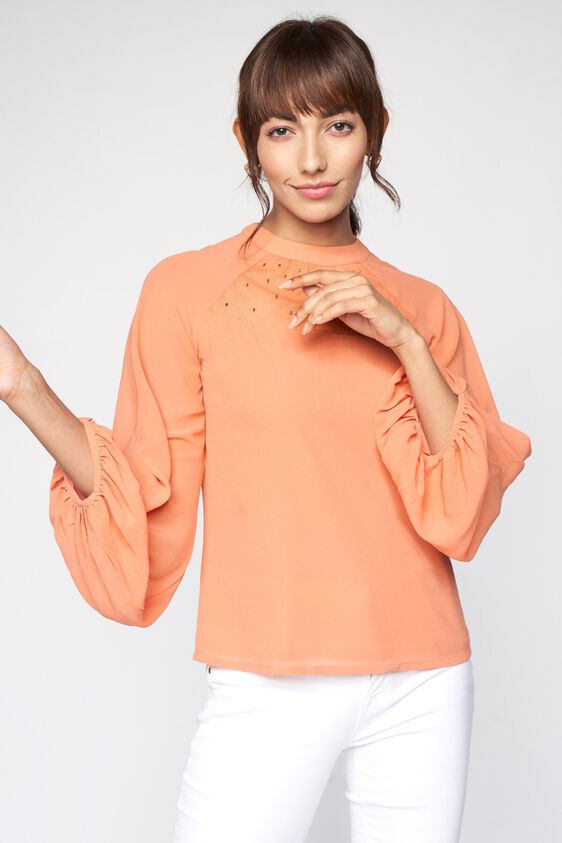 4 - Orange Solid Embellished Top, image 4
