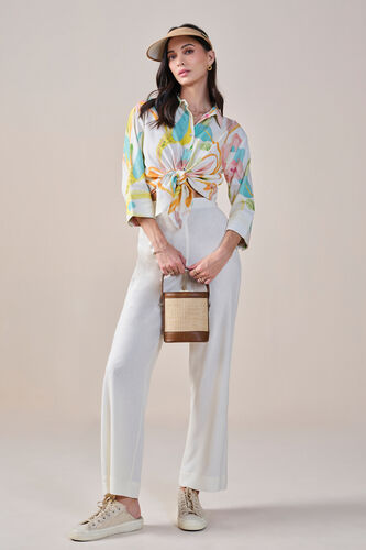 A Floral Summer Viscose Linen Blend Shirt, Multi Color, image 2
