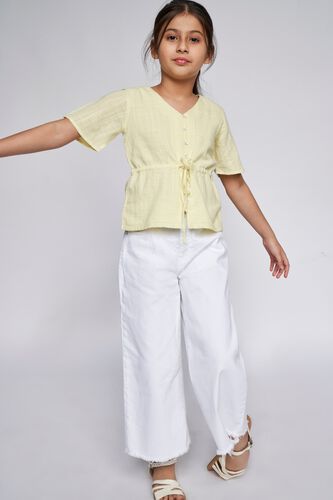 3 - Yellow Self Design Straight Top, image 3