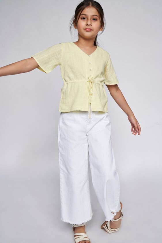 3 - Yellow Self Design Straight Top, image 3