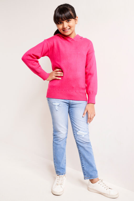 Hot Pink Solid Straight Sweatshirt, Hot Pink, image 3