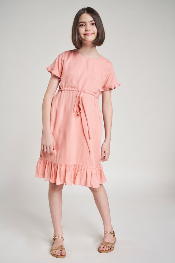 3 - Pink Floral Printed Fit And Flare Dress, image 3