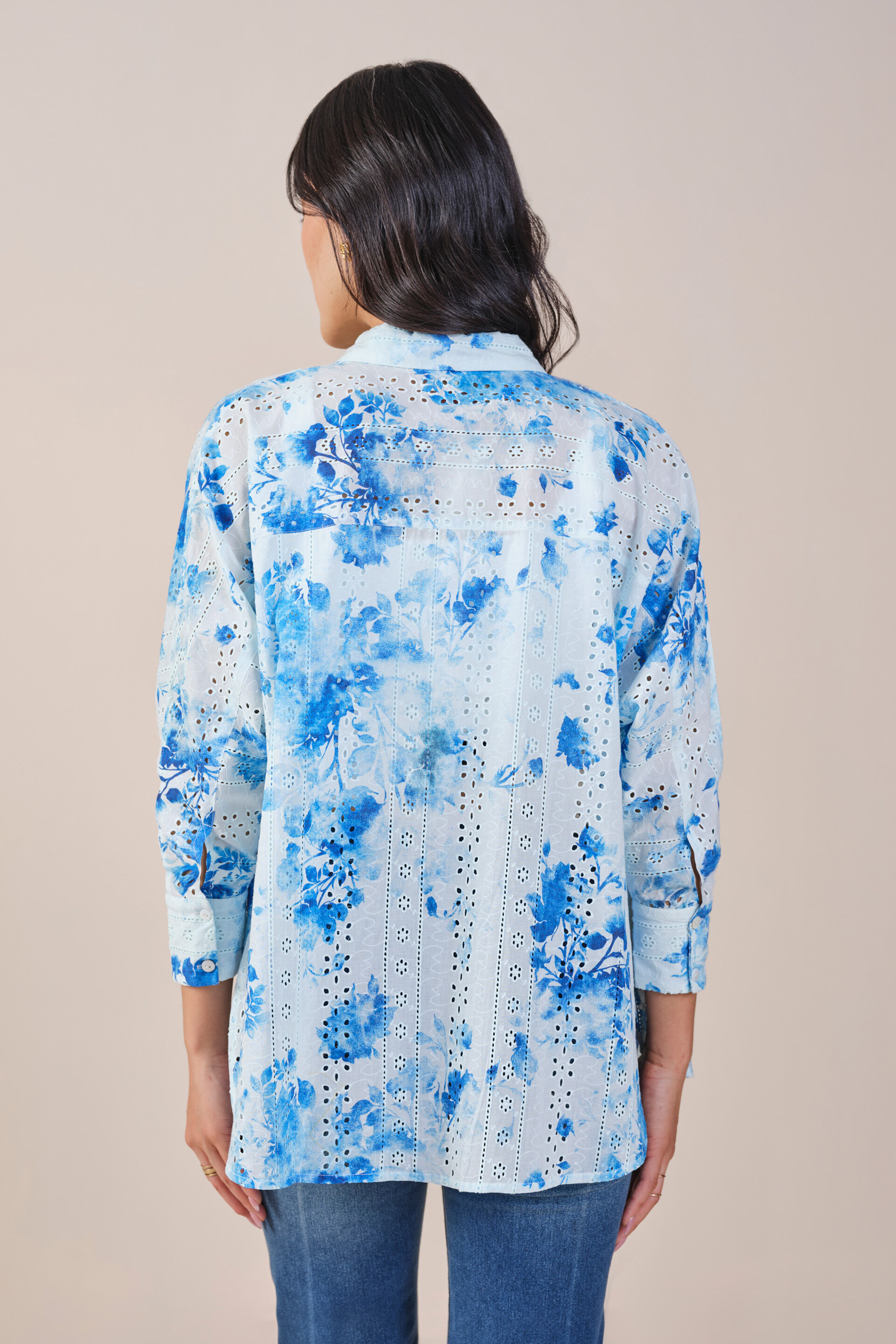 Delicate Florals Modal Shirt, White, image 6