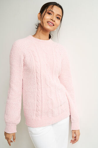 Pink Self Design Straight Top, Pink, image 5