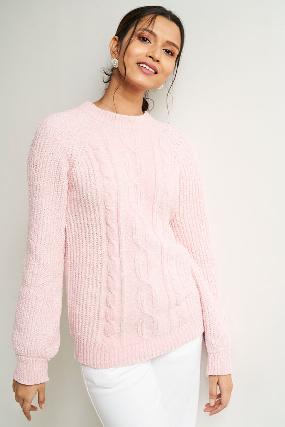 Pink Self Design Straight Top, Pink, image 5