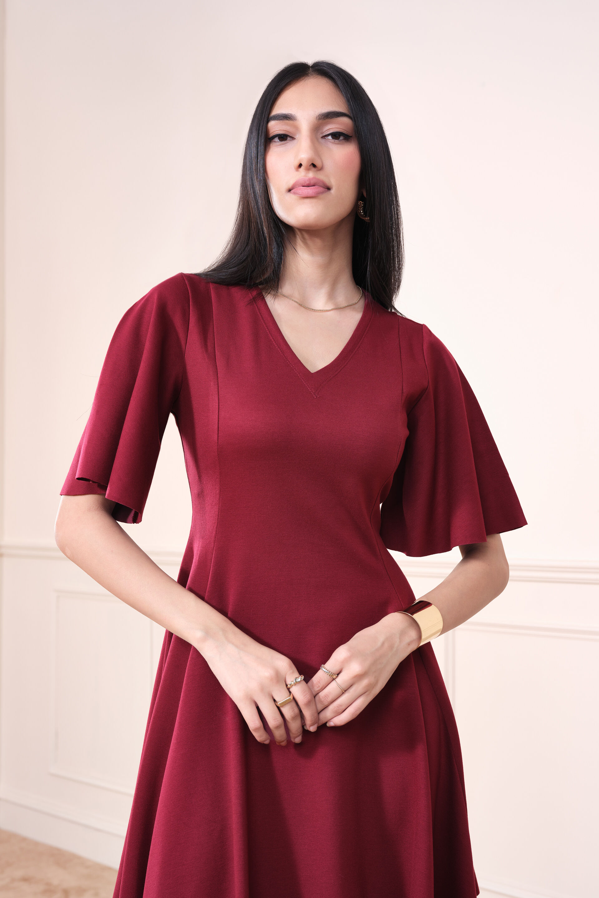Orson Berry Dress, Maroon, image 4