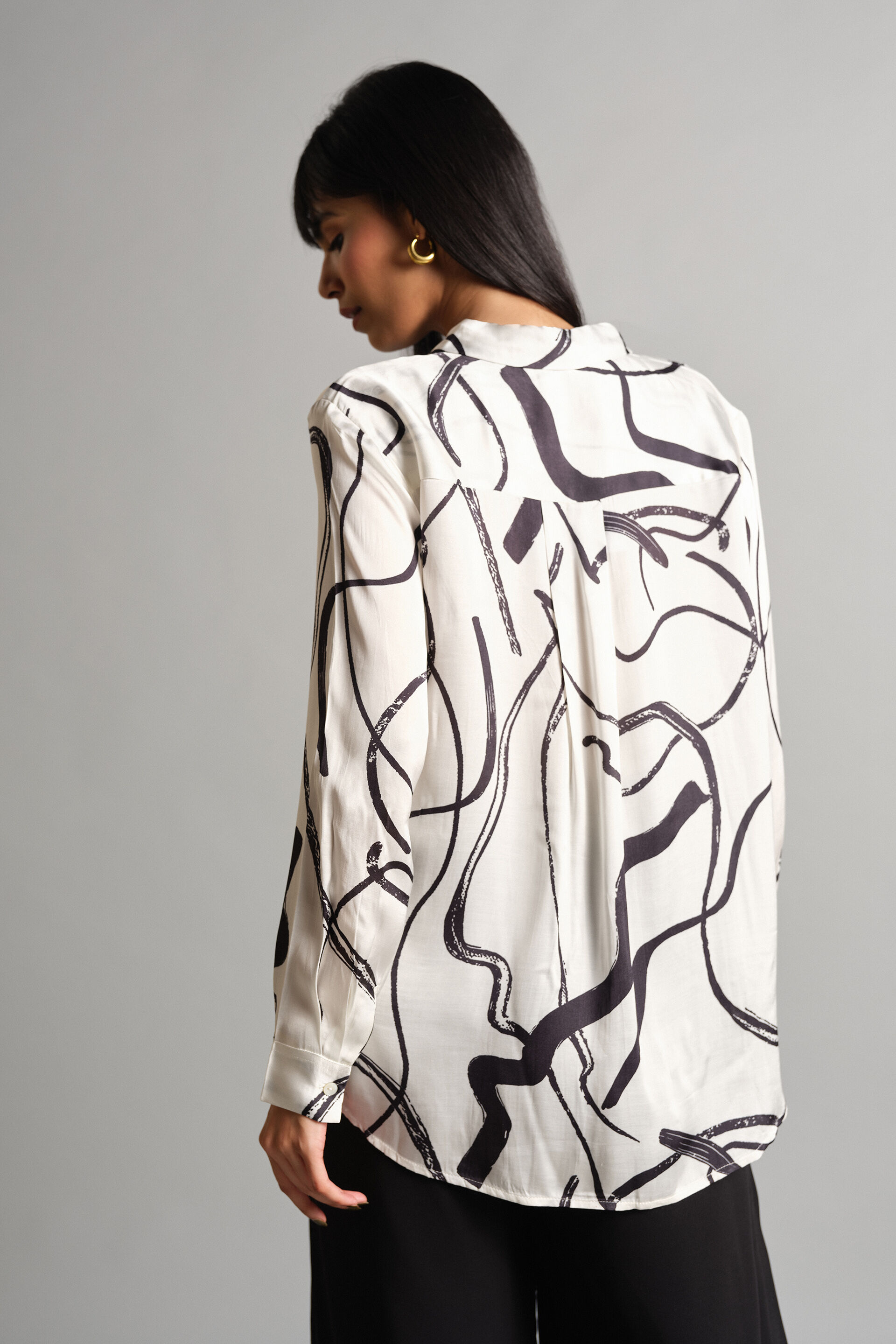 Abstract Curve Shirt, White, image 5